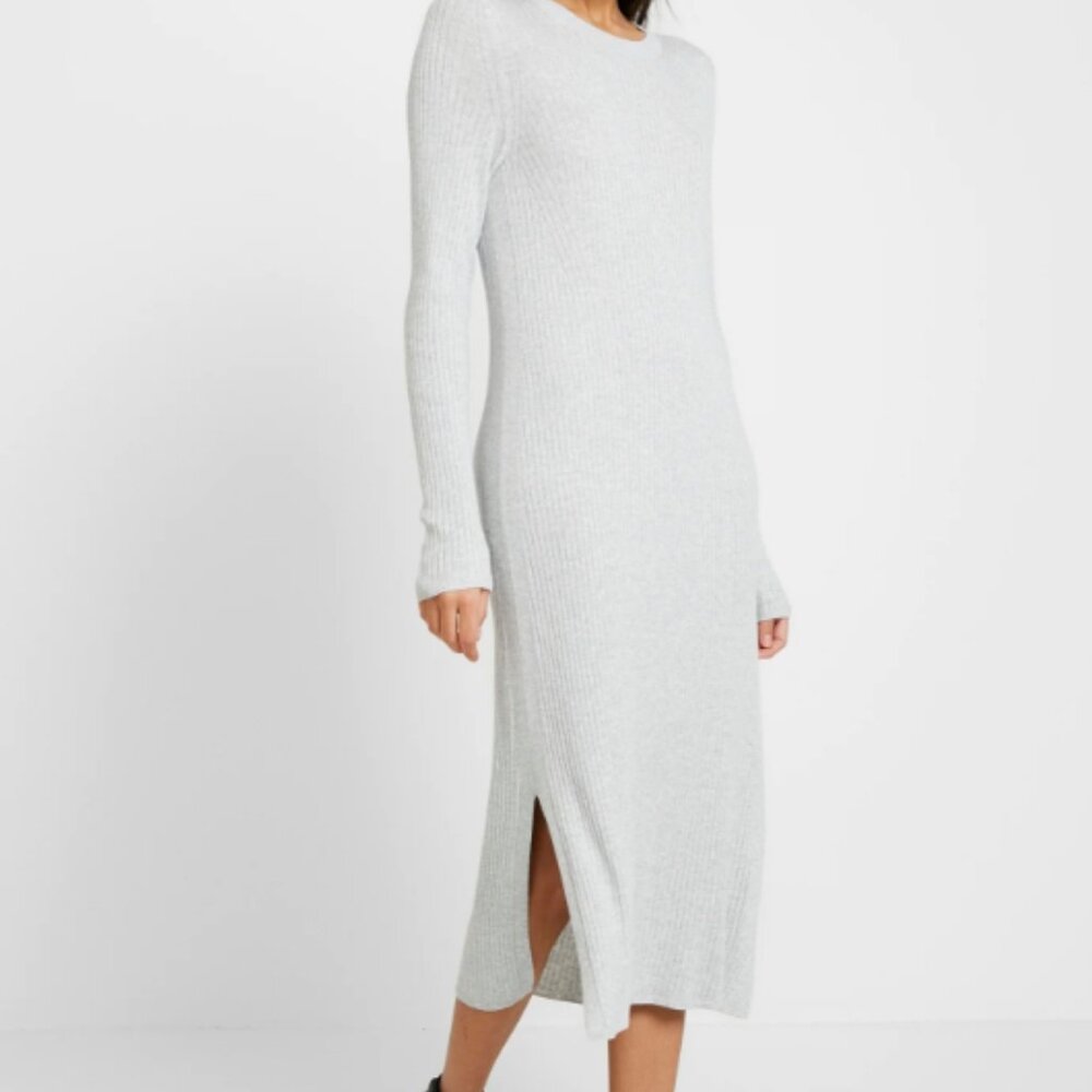NWT Banana Republic Ribbed Long Sleeve Maxi Dress in Heather Grey